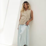 Mila Beige Linen Vest - Näz - Sustainable Fashion Made in Portugal