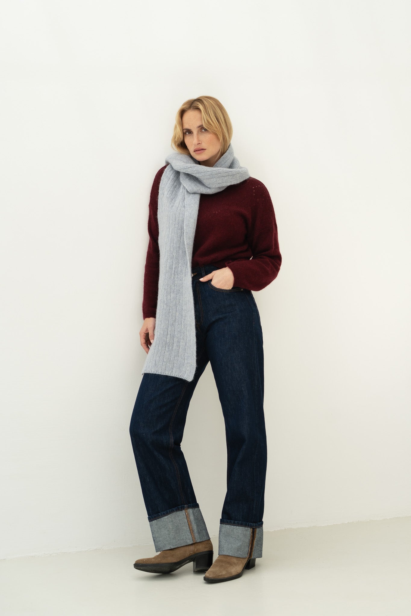 Mila Blue Alpaca Scarf - Näz-Sustainable Fashion Made in Portugal