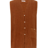 Mila Brown Linen Vest - Näz - Sustainable Fashion Made in Portugal