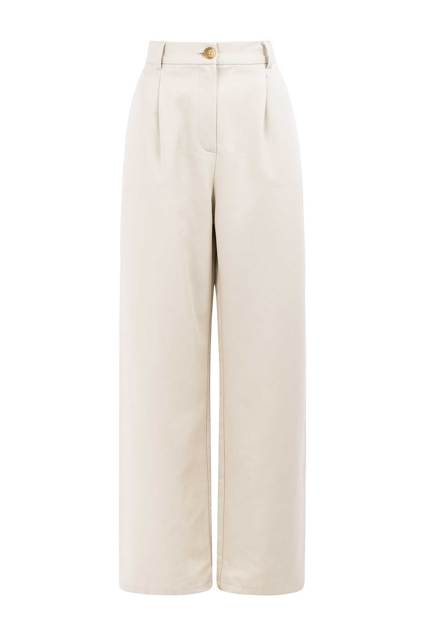 NAZ Mara Trousers in White. Made with 100% Tencel. Produced ethically in Portugal.