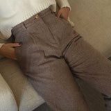 NAZ Zoe Trousers in Beige. Made with 100% Wool. Produced ethically in Portugal.