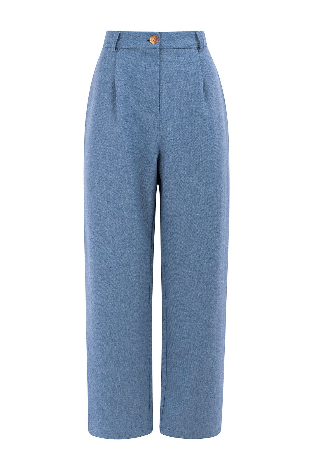 NAZ Zoe Trousers in Blue. Made with 100% Wool. Produced ethically in Portugal.