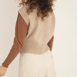 NAZ Alice Knit Vest in Beige. Made with 100% recycled wool.