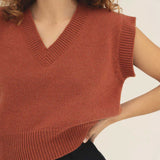 NAZ Alice Knit Vest in Brick. Made with 100% recycled wool.