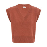 NAZ Alice Knit Vest in Brick. Made with 100% Recycled Wool.