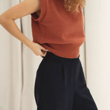 NAZ Alice Knit Vest in Brick. Made with 100% recycled wool.