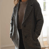 NAZ Noah Overcoat in Grey. Made with 100% Undyed Wool. Produced ethically in Portugal.