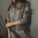 NAZ Emma Sweater in Brown. Made with 50% Recycled Aplaca and 50% Recycled Wool. Produced ethically in Portugal.