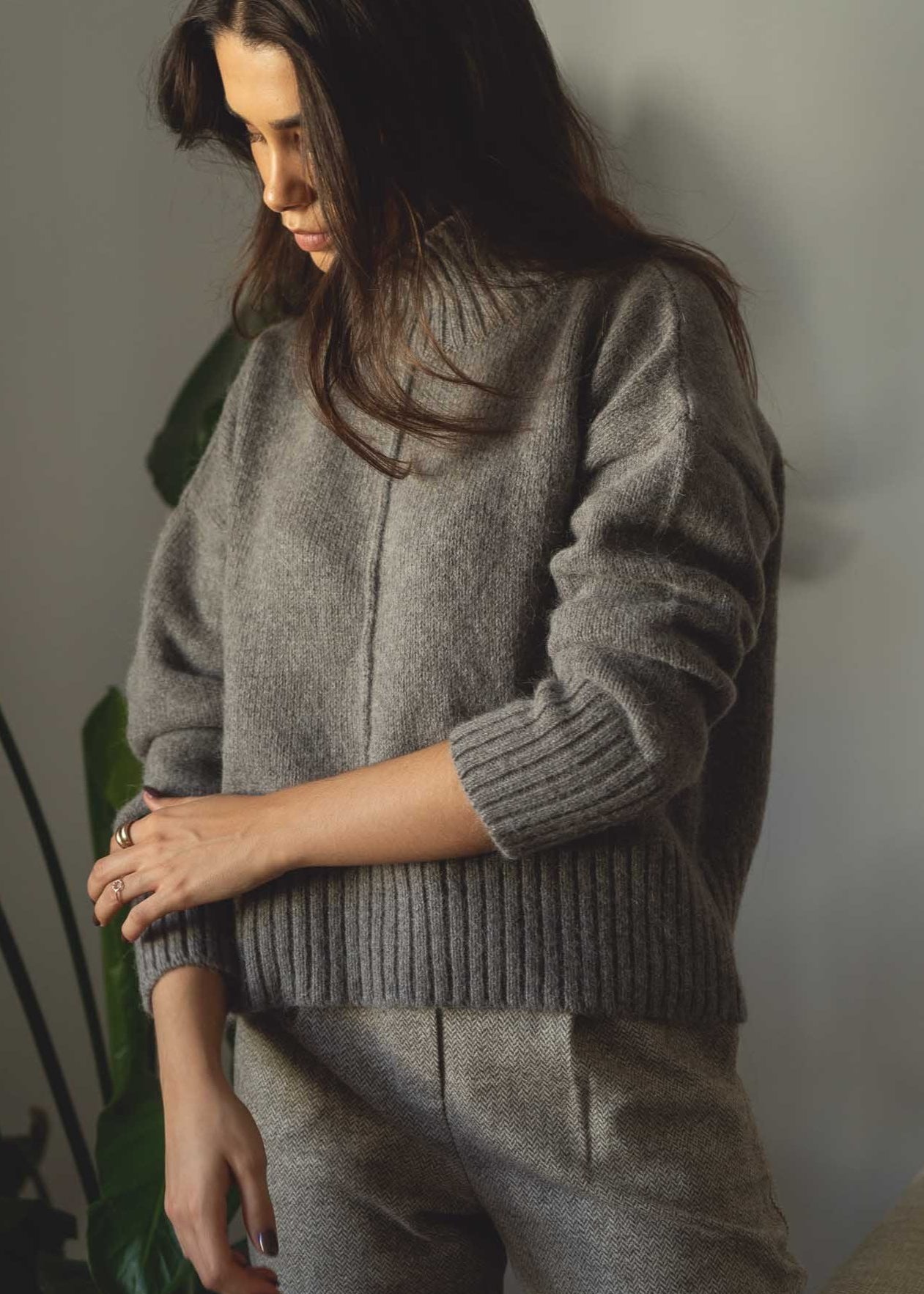 NAZ Emma Sweater in Brown. Made with 50% Recycled Aplaca and 50% Recycled Wool. Produced ethically in Portugal.