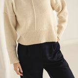 NAZ Emma Sweater in White. Made with 50% Recycled Aplaca and 50% Recycled Wool. Produced ethically in Portugal.