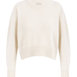 NAZ Claudia Sweater in White. Made with 50% Recycled Aplaca and 50% Recycled Wool. Produced ethically in Portugal.