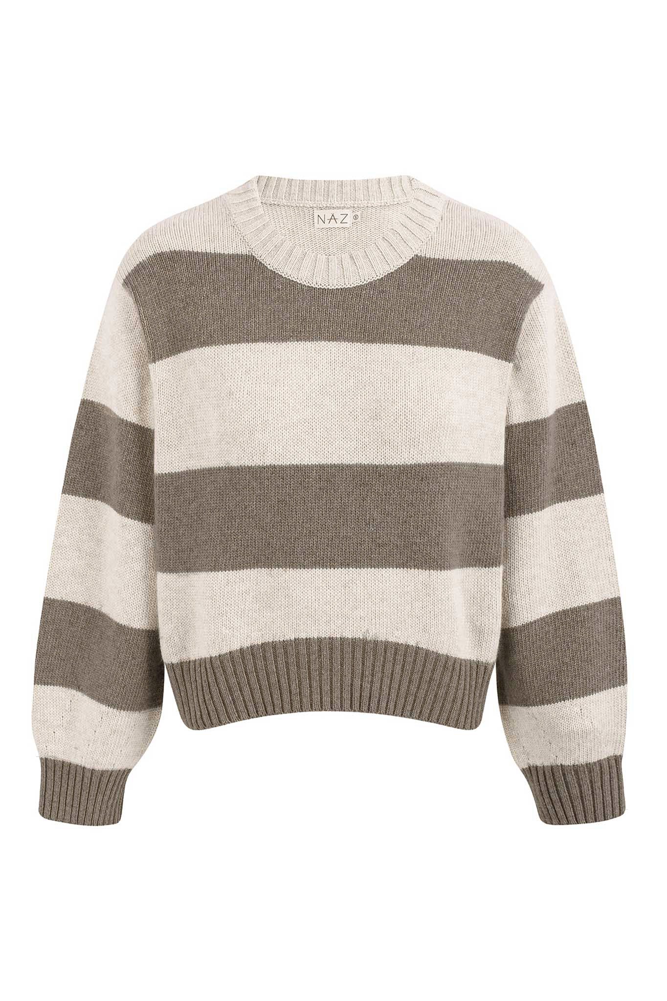 NAZ Mia Striped Sweater in Beige. Made with Recycled Polyamide and Wool. Produced ethically in Portugal.