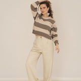 NAZ Mia Striped Sweater in Beige. Made with Recycled Polyamide and Wool. Produced ethically in Portugal.