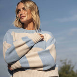 NAZ Mia Striped Sweater in Blue. Made with Recycled Polyamide and Wool. Produced ethically in Portugal.