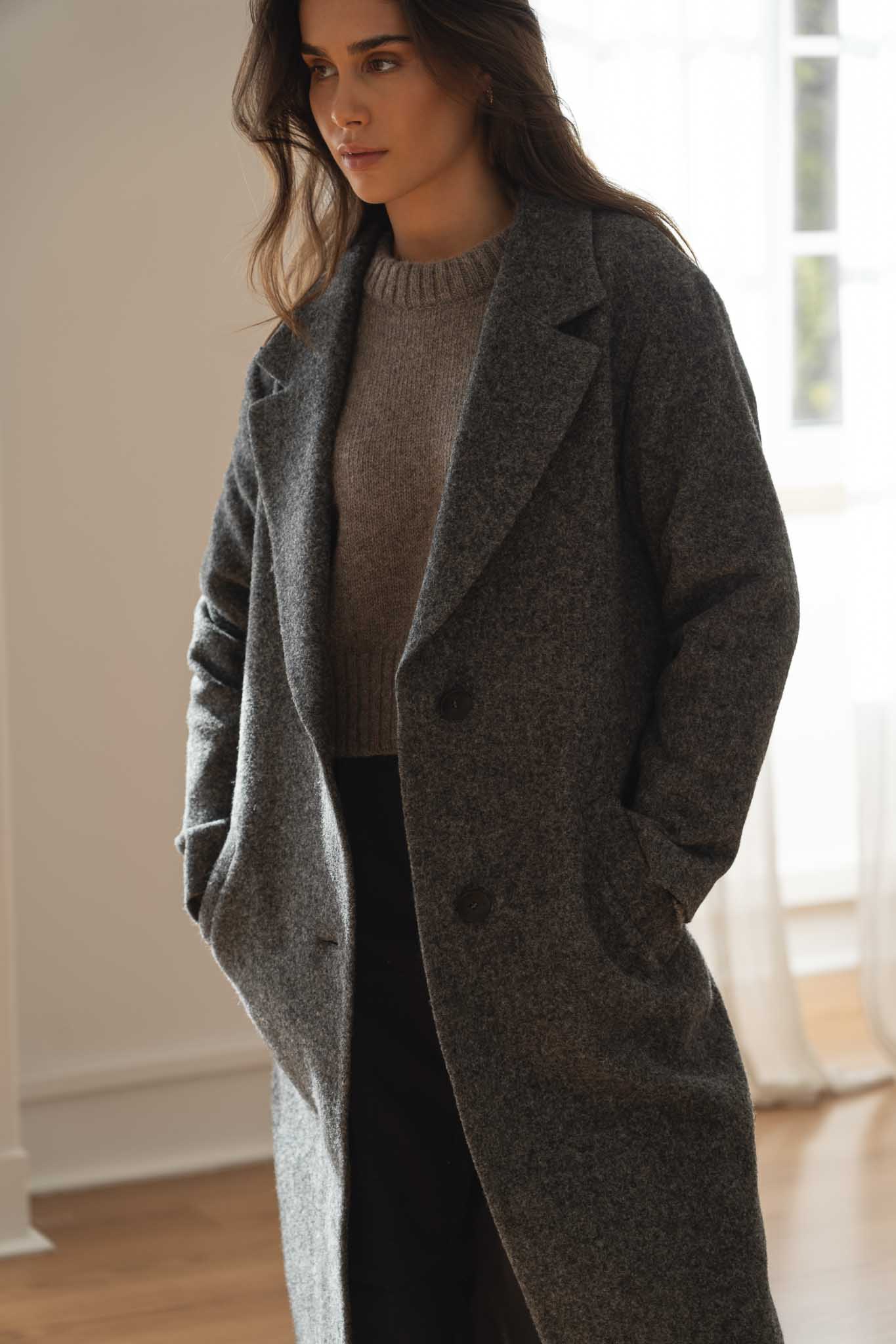 Noah Grey Wool Overcoat - Näz - Sustainable Fashion Made in Portugal