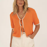 Olivia Orange Tie Front Top - Näz - Sustainable Fashion Made in Portugal