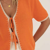 Olivia Orange Tie Front Top - Näz - Sustainable Fashion Made in Portugal
