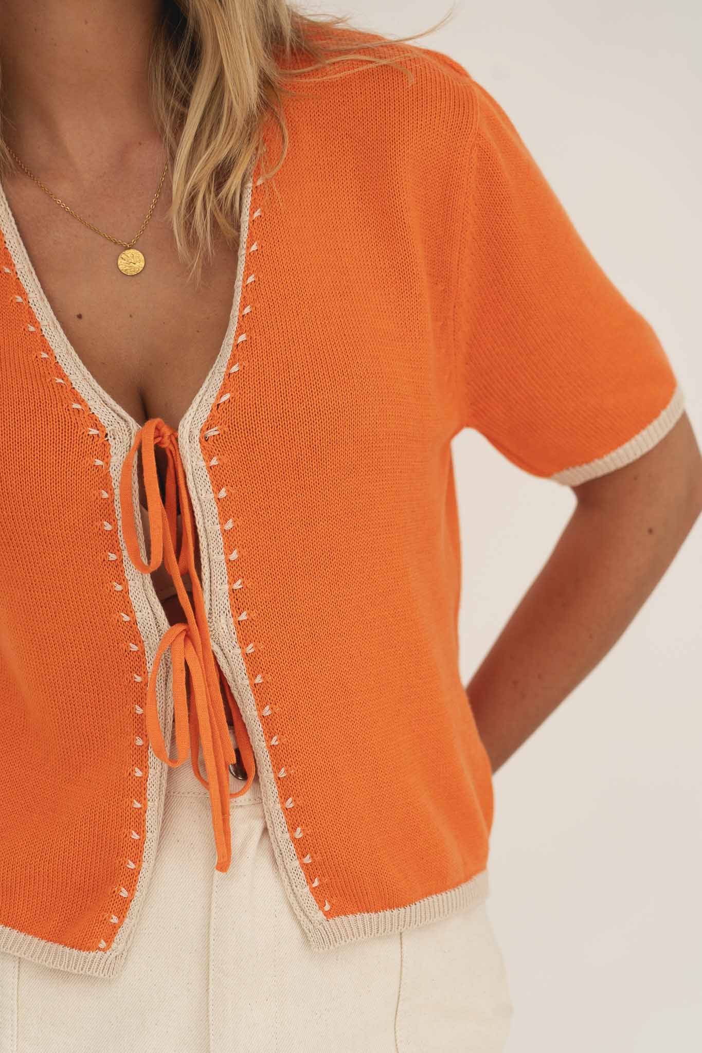 Olivia Orange Tie Front Top - Näz - Sustainable Fashion Made in Portugal