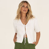 Olivia White Tie Front Top - Näz - Sustainable Fashion Made in Portugal