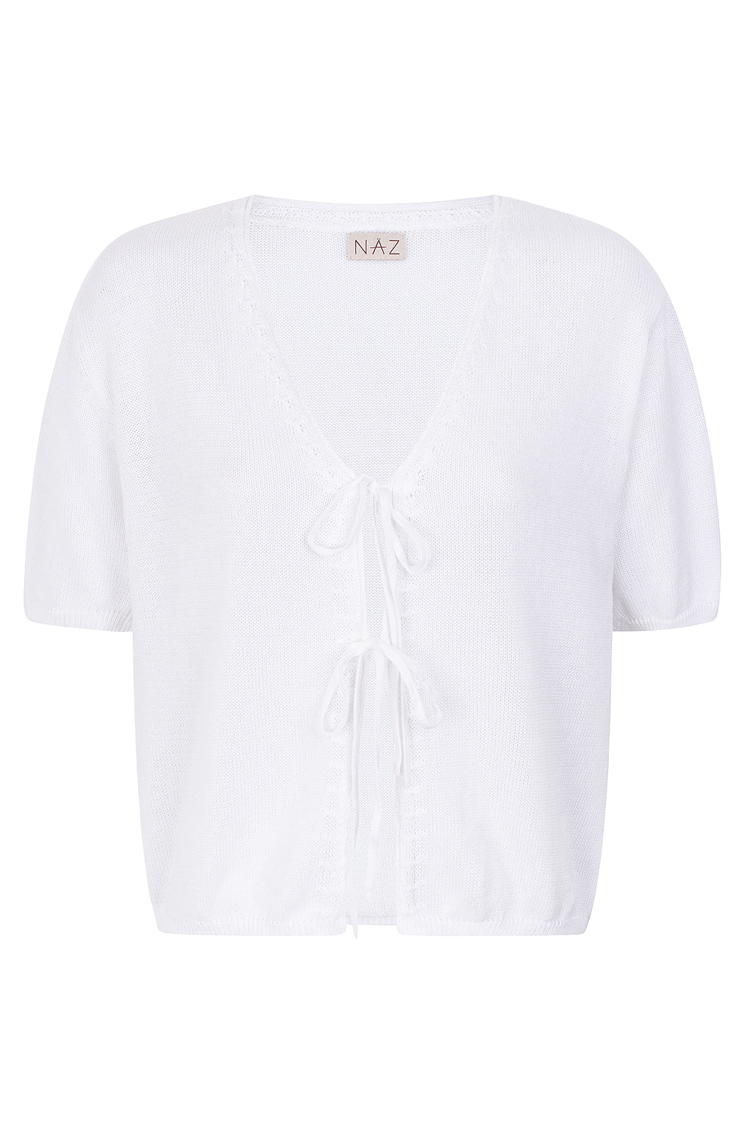 Olivia White Tie Front Top - Näz - Sustainable Fashion Made in Portugal