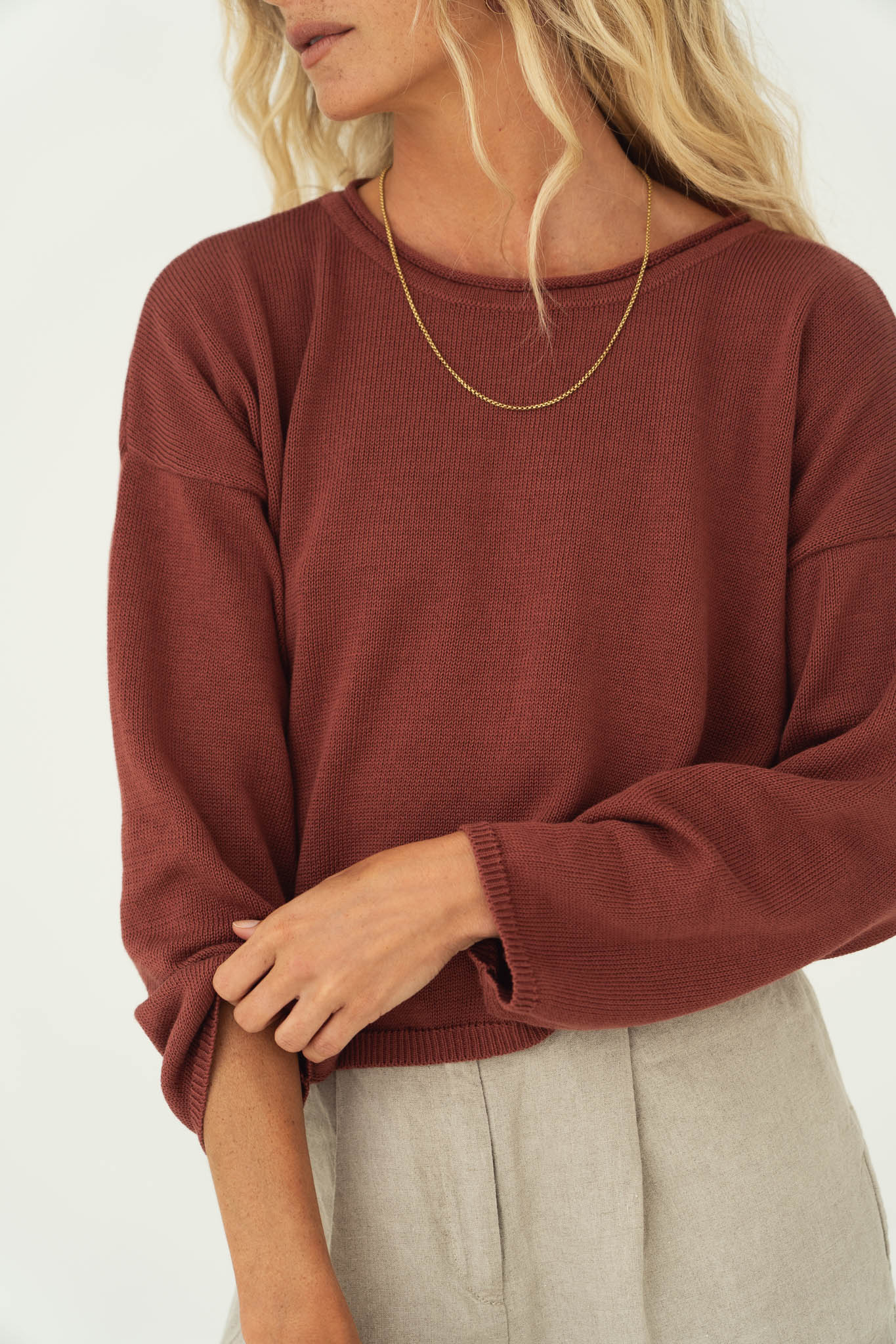Sofie Blush Cotton Sweater - Näz - Sustainable Fashion Made in Portugal