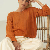 Sofie Orange Linen Sweater - Näz - Sustainable Fashion Made in Portugal