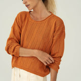 Sofie Orange Linen Sweater - Näz - Sustainable Fashion Made in Portugal