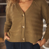 Sophia Cotton Olive Cardigan - Näz - Sustainable Fashion Made in Portugal