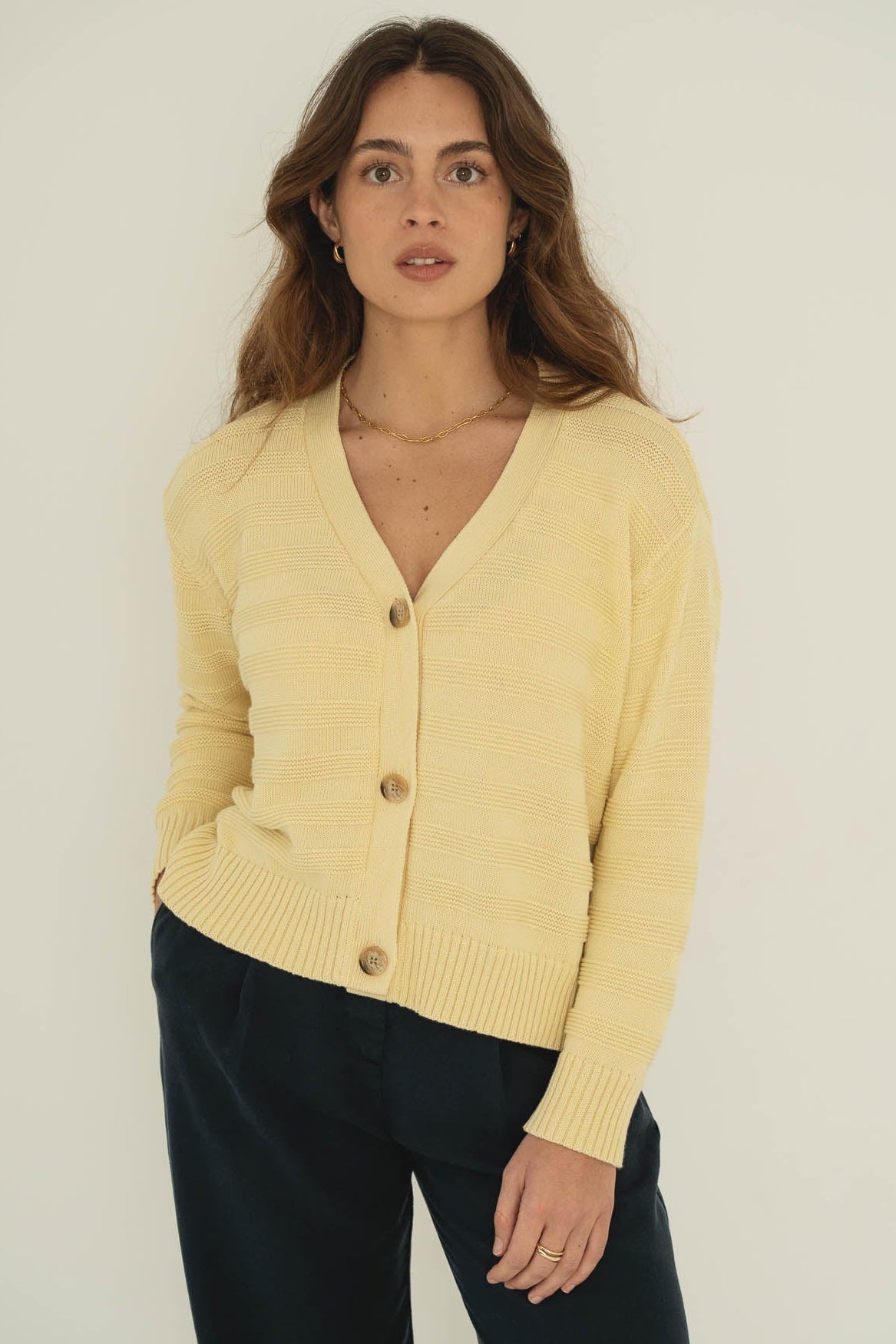 Sophia Yellow Cotton Cardigan - Näz - Sustainable Fashion Made in Portugal