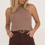 Claire Mocha Halter Knit Top