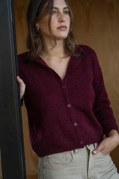 Vicky Bordeaux Alpaca Cardigan - Näz-Sustainable Fashion Made in Portugal