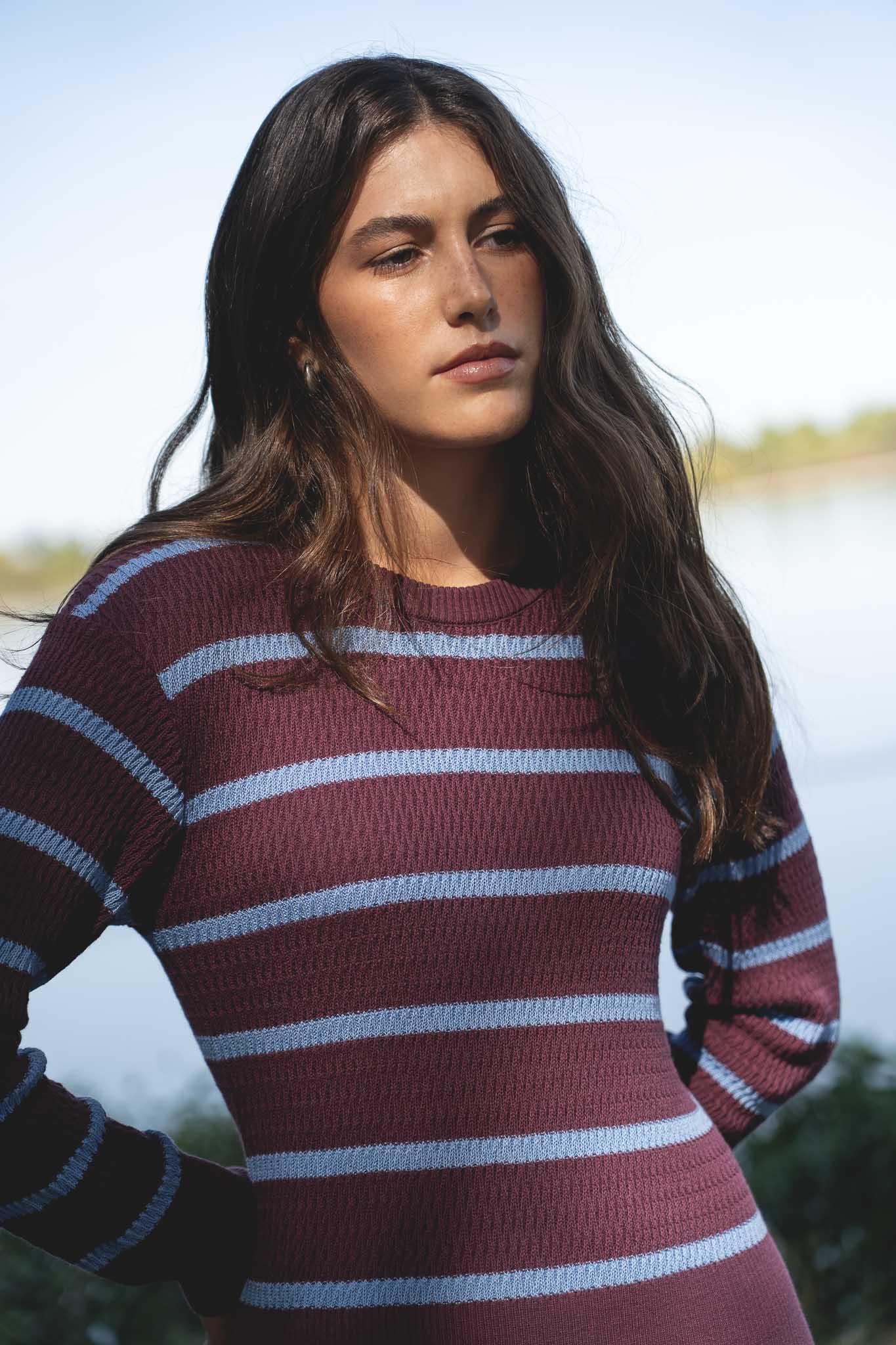 Victoria Eggplant Knit Dress - Näz-Sustainable Fashion Made in Portugal