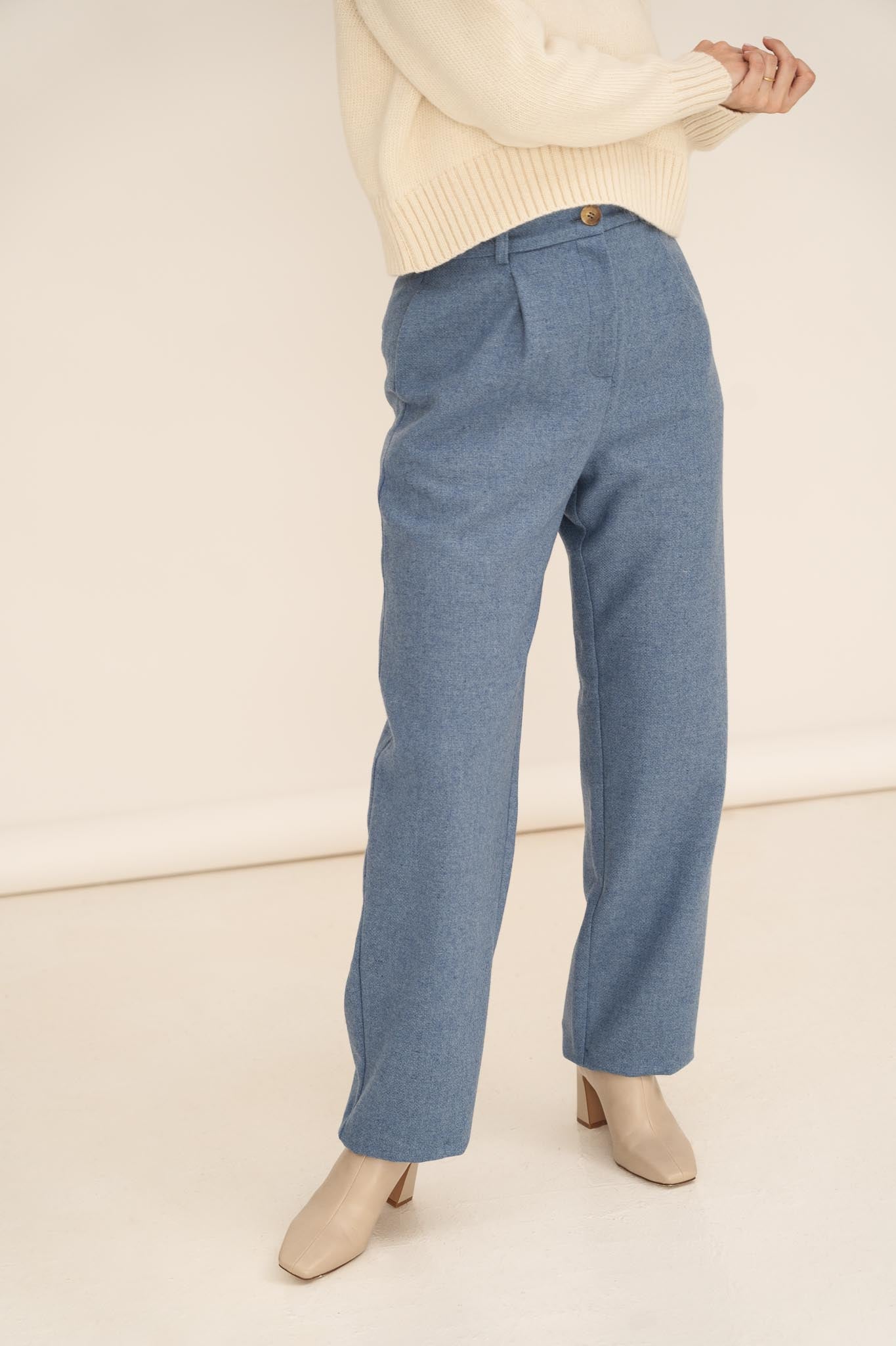 Zoe Blue Wool Trousers - Näz - Sustainable Fashion Made in Portugal