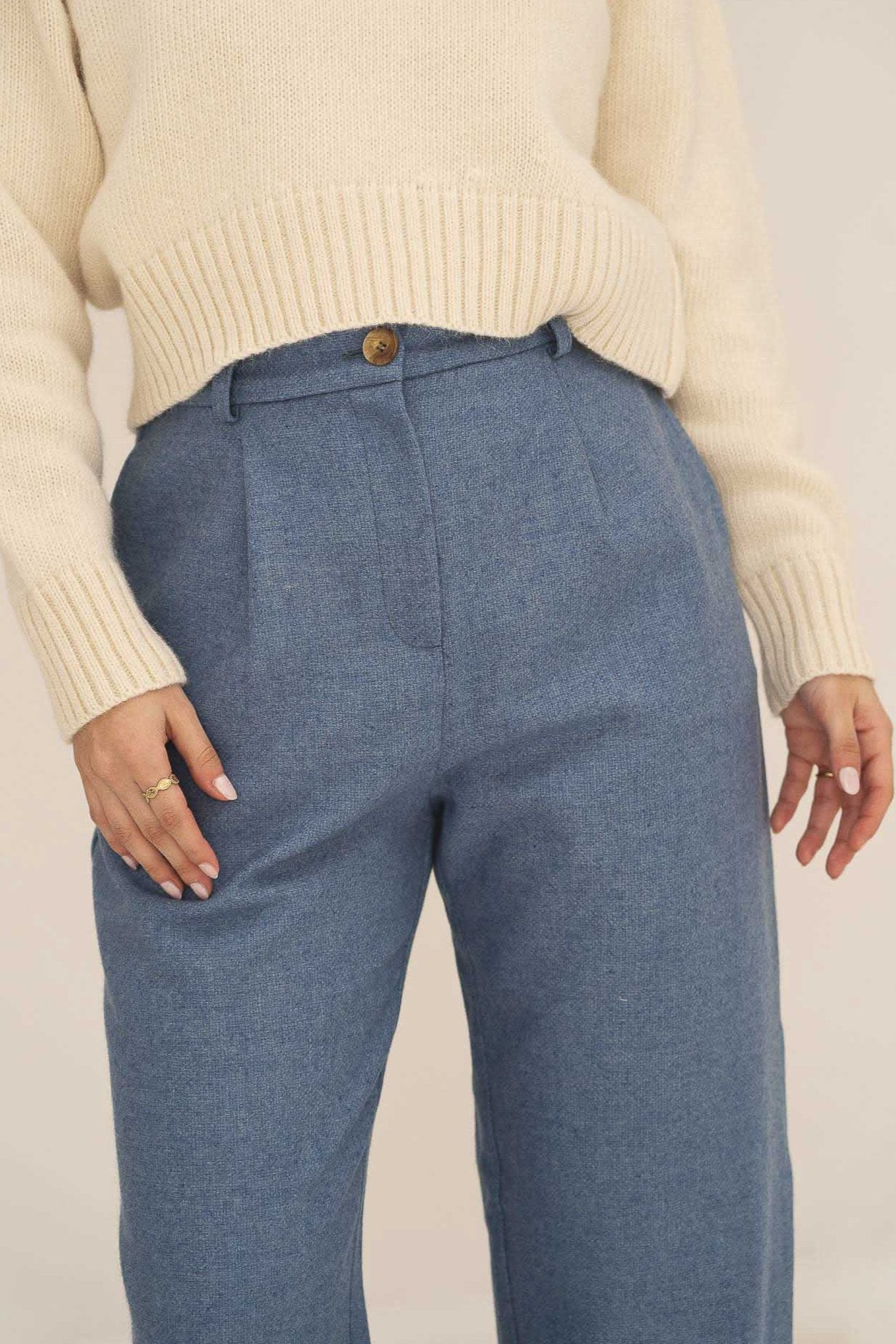 Zoe Blue Wool Trousers - Näz - Sustainable Fashion Made in Portugal