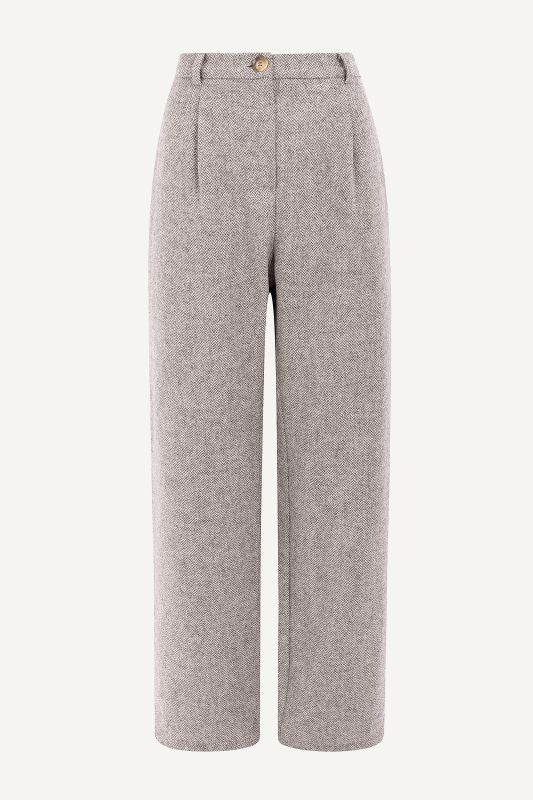 Zoe Herringbone Wool Trousers - Näz - Sustainable Fashion Made in Portugal